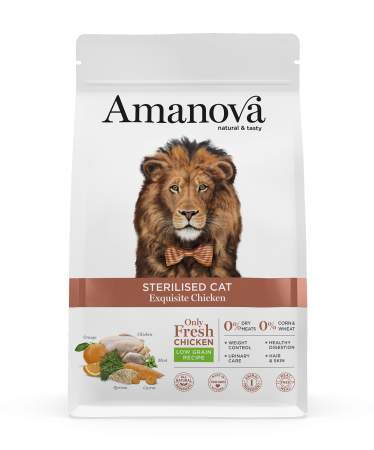 Hrană Uscată Pisică - Hrană Uscată Pisică Adult, AMANOVA, Sterilizat, Hipoalergenic, Pui, 1.5kg