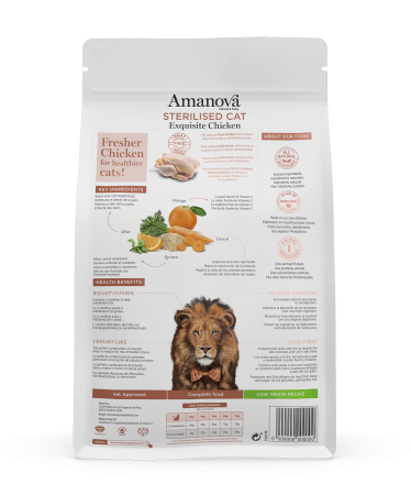 Hrană Uscată Pisică Adult, AMANOVA, Sterilizat, Hipoalergenic, Pui, 1.5kg [1]