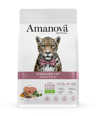 Hrană Uscată Pisică - Hrană Uscată Pisică Adult, AMANOVA, Sterilizat, Hipoalergenic, Somon, 1.5kg