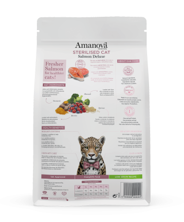 Hrană Uscată Pisică Adult, AMANOVA, Sterilizat, Hipoalergenic, Somon, 1.5kg [1]