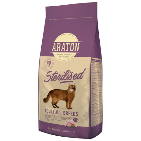 Pisică Adult - Hrana Uscata Pisici ARATON Adult Sterilised 15kg
