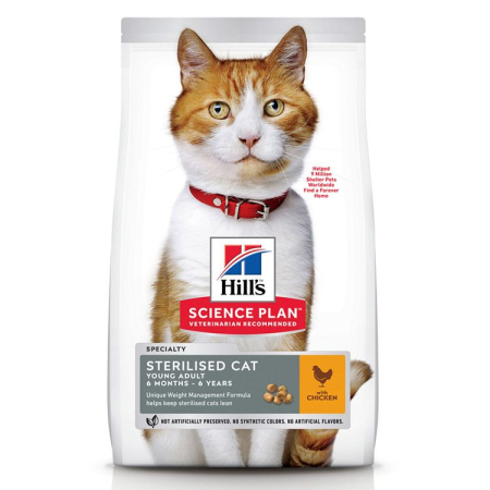 Pisică Adult - Hrana Uscata Pisici HILL'S SP Feline Young Adult Sterilised Chicken 1.5kg