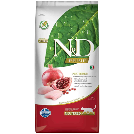 Hrana Uscata Pisici N&D Prime Adult Sterilizat Pui si Rodie 10kg – DELISTAT