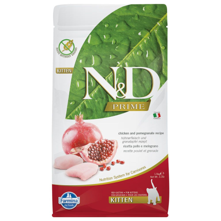 Pisică Junior - N&D Prime, Hrană Uscată Pisică Junior, Pui și Rodie, 1.5kg
