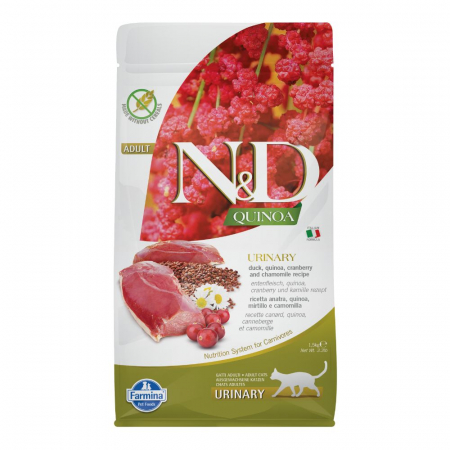 Pisică Adult - N&D Quinoa Urinary, Hrană Uscată Pisică Adult, Rață și Merișoare, 1.5kg