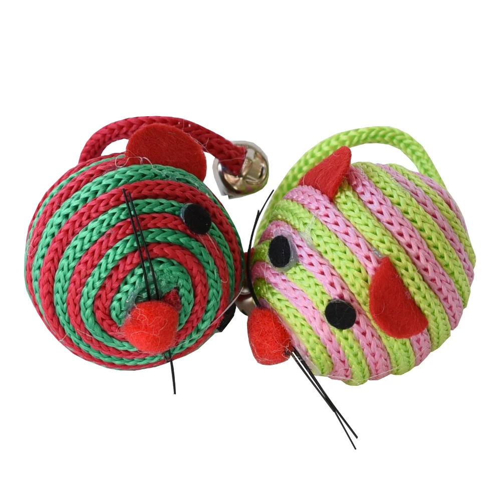 Accesorii Pisici - MIAU MIAU Jucărie pentru Pisică, Soricel Textil cu Clopoțel, 2 bucăți
