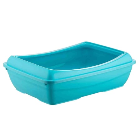 Accesorii Pisici - MIAU MIAU Litieră pentru Pisică, Lopățică Inclusă, Albastru, 49.5x37.5x15cm