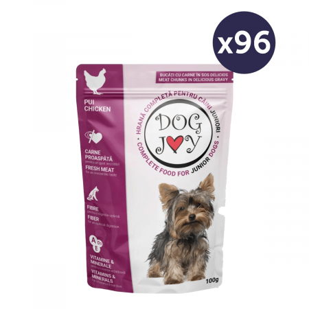 Câini - MEGAPACK DOG JOY Hrană Umedă Câine Junior, Pui în sos, 96x100g