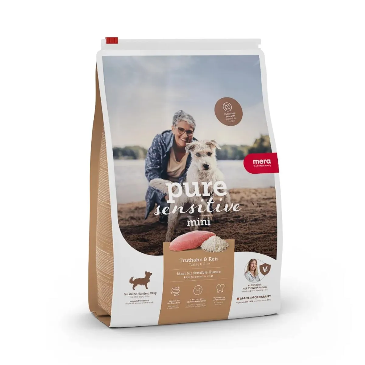 Câini - Hrană Uscată Câine Adult, MERA Pure, Sensitive, Curcan și Orez, 500g