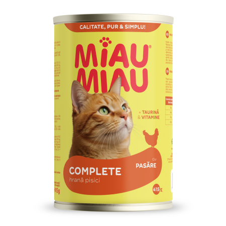 Hrană Umedă Pisică - Hrană Umedă Pisică Adult, MIAU MIAU Conservă, Pui, 415g