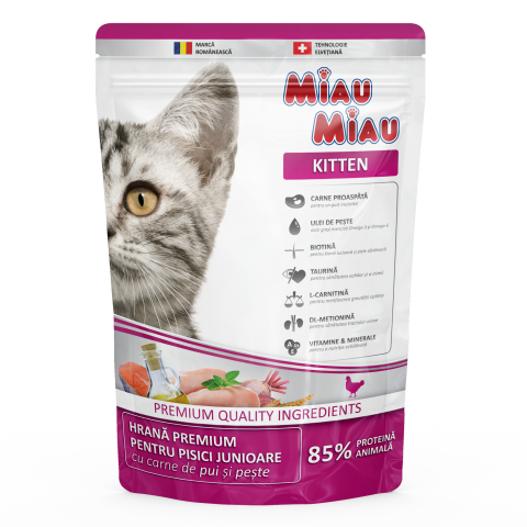 MIAU MIAU Hrană Uscată Pisică Junior, Pasăre, 800g