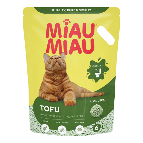 MIAU MIAU Tofu, Așternut Igienic pentru Pisică, Aloe Vera, 6L [1]