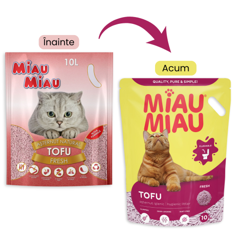 Așternut Igienic Pisici - MIAU MIAU Tofu, Așternut Igienic pentru Pisică, Fresh, 10L