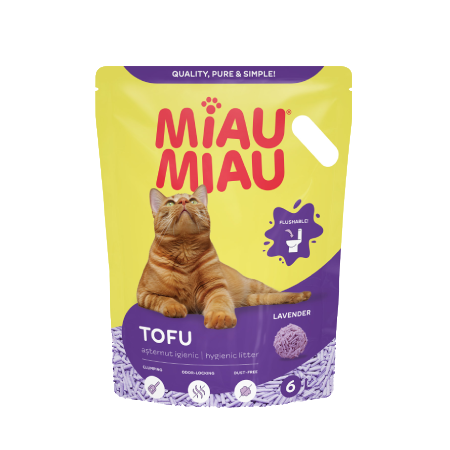 Așternut Igienic Pisici - MIAU MIAU Tofu, Așternut Igienic pentru Pisică, Lavandă, 6L