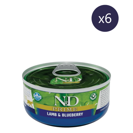 Hrană Umedă Pisică - Pachet Economic Hrană Umedă Pisică Adult, N&D Prime, Miel și Afine, 6x70g