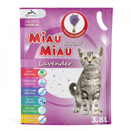 Nisip Pisici MIAU MIAU Silicat Lavanda 3.8L [0]