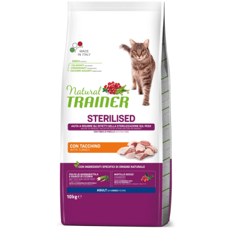 Pisici - Hrană Uscată Pisică Adult, NATURAL TRAINER, Sterilizat, Curcan, 10kg