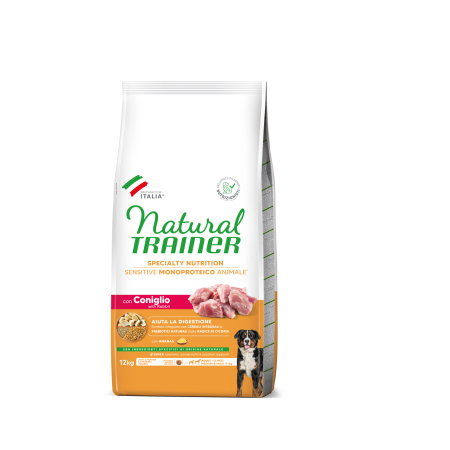 Câine Adult - Hrană Uscată Câine Adult, NATURAL TRAINER Sensitive, Fără Gluten, Talie Medie/Mare, Iepure, 12kg