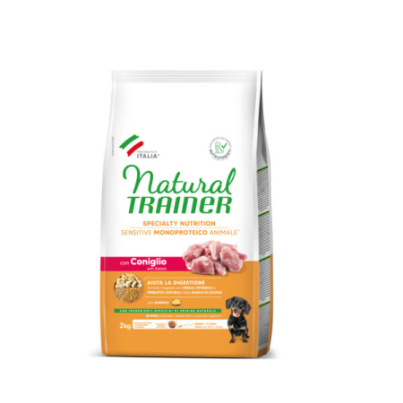 Câini - Hrană Uscată Câine Adult, NATURAL TRAINER Sensitive, Fără Gluten, Talie Mică, Iepure, 2kg