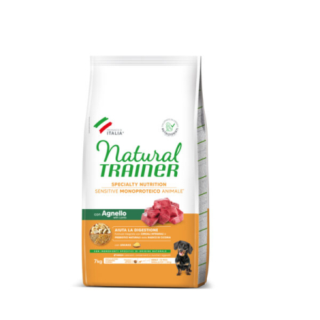 Câini - Hrană Uscată Câine Adult, NATURAL TRAINER Sensitive, Fără Gluten, Talie Mică, Miel, 7kg