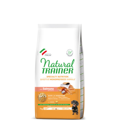 Câini - Hrană Uscată Câine Adult, NATURAL TRAINER Sensitive, Fără Gluten, Talie Mică, Somon, 7kg