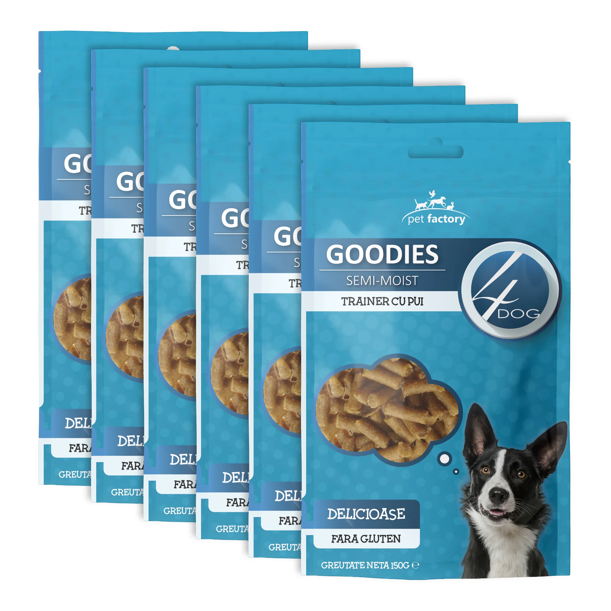 Câini - Pachet Economic Recompense pentru Câine Adult, 4DOG GOODIES Trainer, Pui, 6x150g
