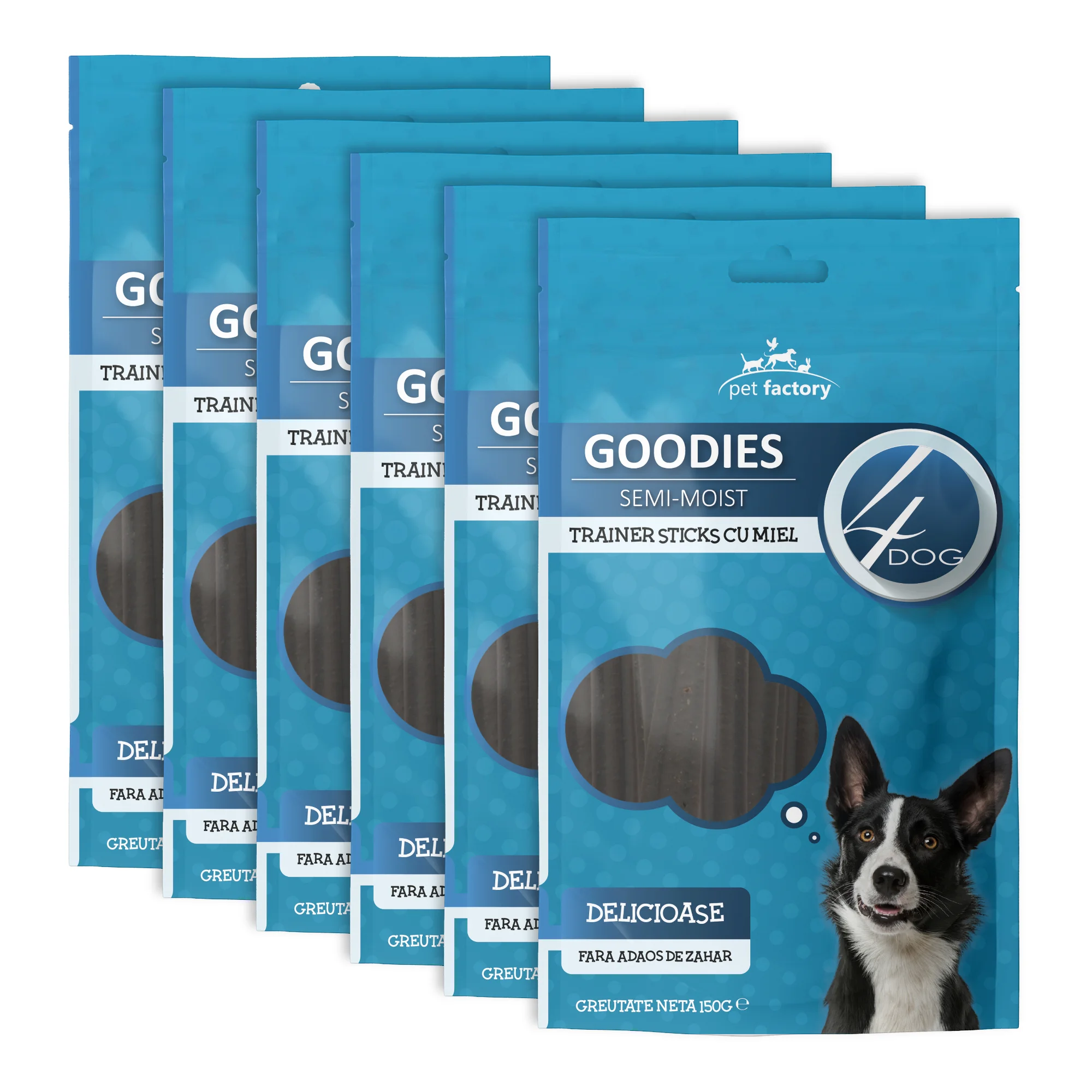Câini - Pachet Economic Recompense pentru Câine Adult, 4DOG GOODIES Trainer, Dental Sticks, Miel, 6x150g