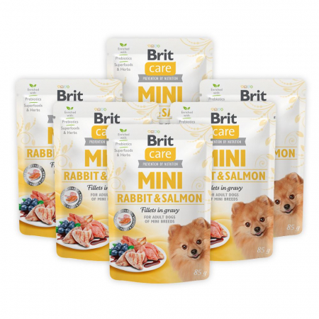 Câini - Pachet Economic Hrana Umeda Caini BRIT Care Mini Iepure si Somon in Sos 6x85g