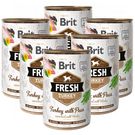 Câini - Pachet Economic Hrana Umeda Caini BRIT Fresh Curcan si Mazare 6x400g