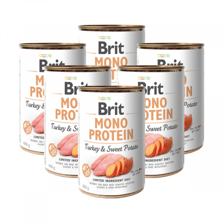 Câini - Pachet Economic Hrana Umeda Caini BRIT Mono Protein Curcan si Cartof Dulce 6x400g