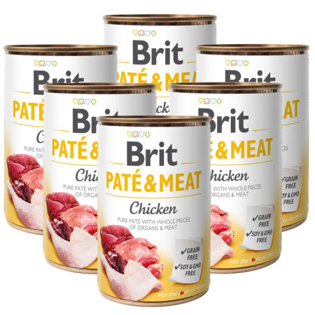 Câini - Pachet Economic Hrana Umeda Caini BRIT Pate&Meat Pui 6x400g