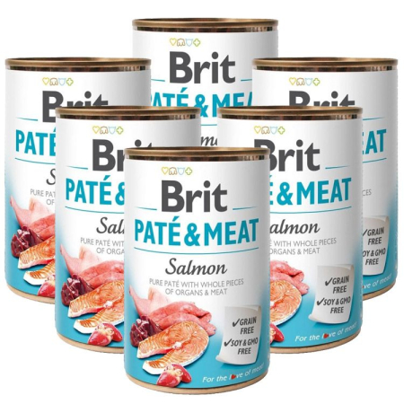 Câini - Pachet Economic Hrana Umeda Caini BRIT Pate&Meat Somon 6x400g
