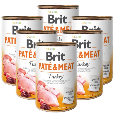Câini - Pachet Economic Hrana Umeda Caini BRIT Pate&Meat Curcan 6x400g