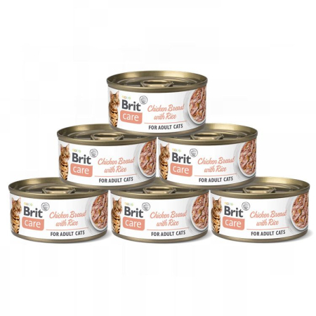 Pisică Adult - Pachet Economic Hrana Umeda Pisici BRIT Care Pui si Orez 6x70g
