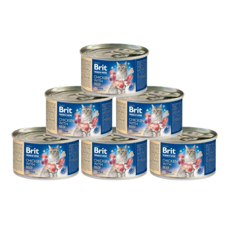 Pisică Adult - Pachet Economic Hrana Umeda Pisici BRIT PREMIUM By Nature Chicken with Beef 6x200g