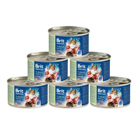 Pisică Adult - Pachet Economic Hrana Umeda Pisici BRIT PREMIUM By Nature Turkey with Lamb 6x200g