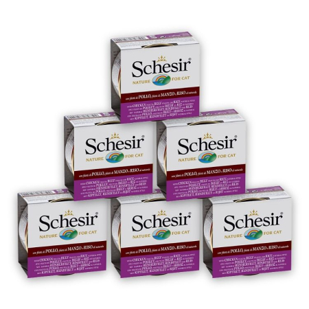 Pachet Conserve SCHESIR Cat Pui, Vita si Orez 6x85g