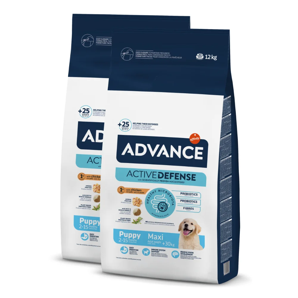 Câine Junior - Pachet Economic Hrana Uscata Caini ADVANCE Puppy Maxi 2x12kg