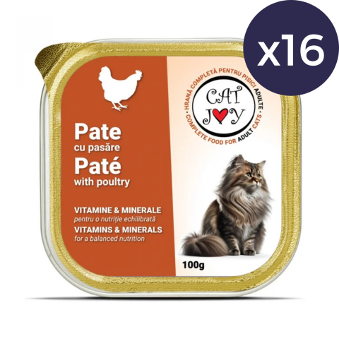 Pisici - Pachet Economic CAT JOY Pate, Hrană Umedă Pisică Adult, Pasăre, 16x100g
