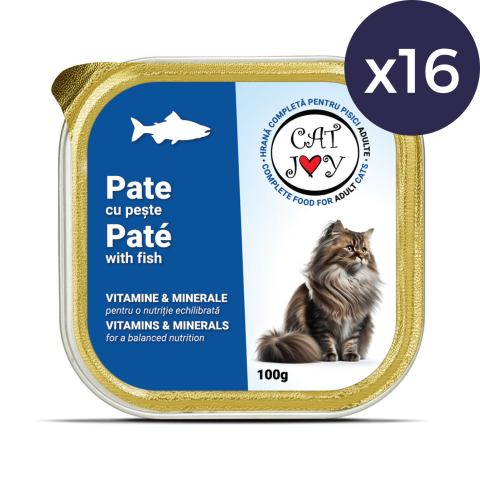 Pisici - Pachet Economic CAT JOY Pate, Hrană Umedă Pisică Adult, Pește, 16x100g