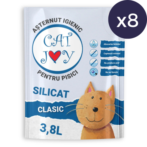 Pachet Economic CAT JOY Silicat, Așternut Igienic pentru Pisică, 8x3.8l