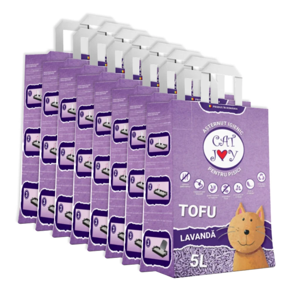 Pachet Economic CAT JOY Tofu, Așternut Igienic pentru Pisică, Lavandă, 8x5L