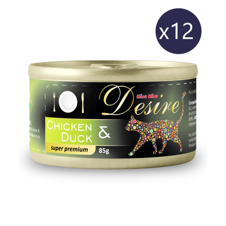 Pisică Senior - Pachet Economic DESIRE, Hrană Umedă Pisică Adult, Pui File și Rață în Gelatină, 12x85g