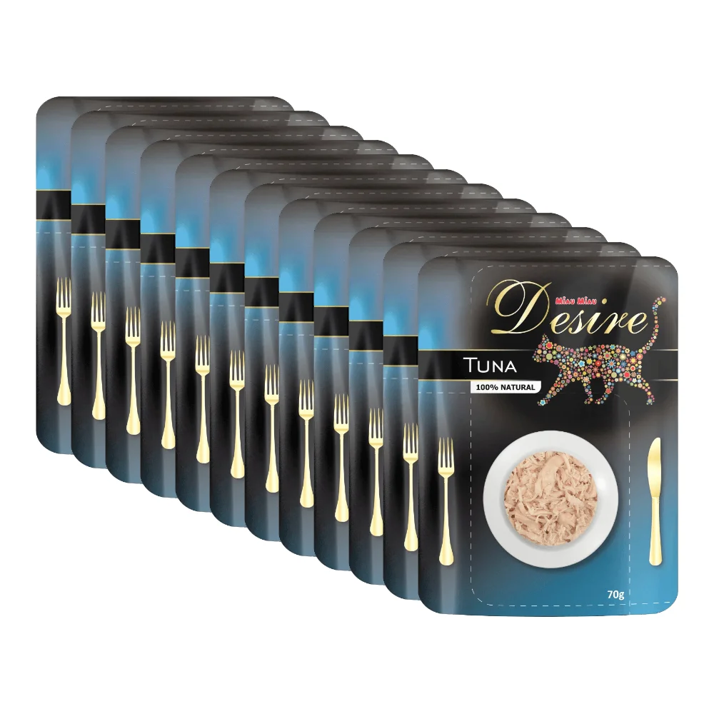 Pisică Senior - Pachet Economic DESIRE, Hrană Umedă Pisică Adult, Ton File în Supă, 12x70g
