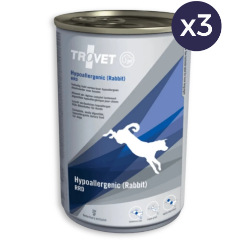 Umedă - Pachet Economic Dietă Veterinară, Hrană Umedă Câine Adult, TROVET Hypoallergenic, Iepure, 3x400g