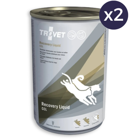Pachet Economic Dietă Veterinară, Hrană Umedă Câine și Pisică Adult, TROVET Recovery Liquid, Pește și Pui, 2x400g