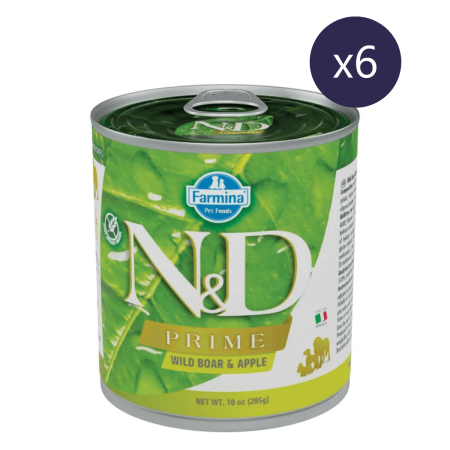 Hrană Umedă Câini - Pachet Economic Hrană Umedă Câine Adult, N&D Prime, Mistreț și Măr, 6x285g