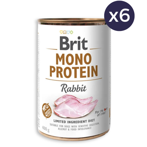 Câine Adult - Pachet Economic Hrana Umeda Caini BRIT Mono Protein Iepure 6x400g