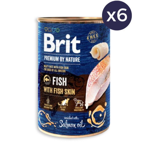 Pachet Economic Hrana Umeda Caini BRIT PREMIUM By Nature Peste si Piele de Peste 6x400g