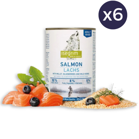 Câine Adult - Pachet Economic Hrana Umeda Caini ISEGRIM Adult Somon 6x400g